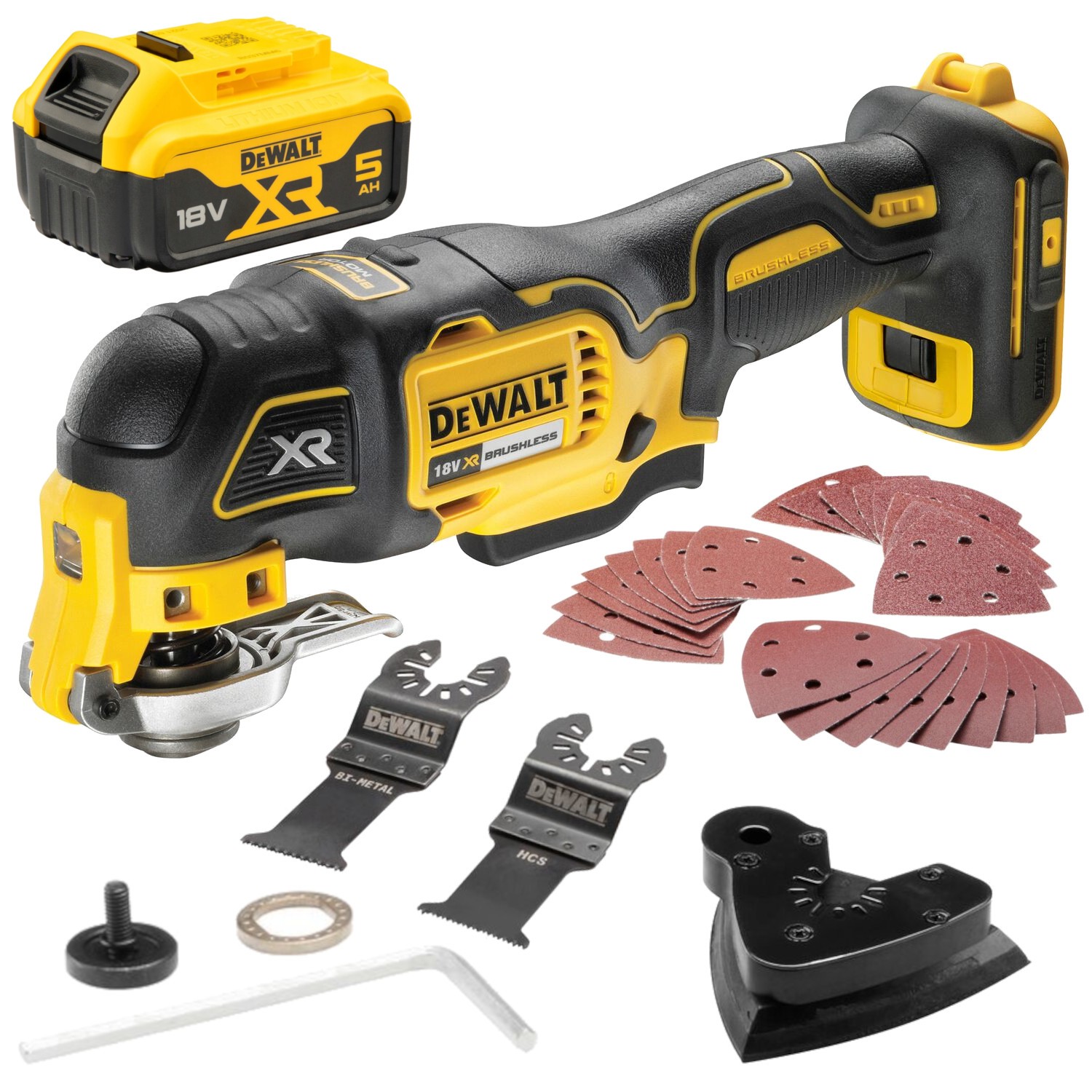 Narzędzie wielofunkcyjne multi-tool 18V akc DEWALT DCS356N + aku 5Ah DCB184