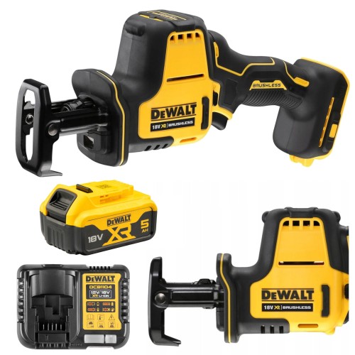 DEWALT DCS369N Pilarka szablowa 18V XR + aku 5Ah 18V DeWALT DCB184 + Ładowarka DeWALT DCB1104
