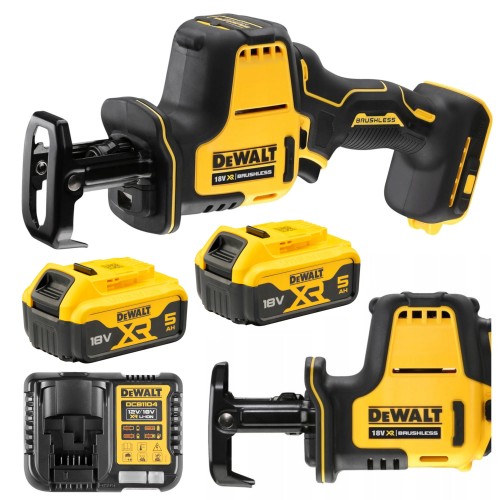 DEWALT DCS369N Pilarka szablowa 18V XR + 2x aku 5Ah 18V DeWALT DCB184 + Ładowarka DeWALT DCB1104