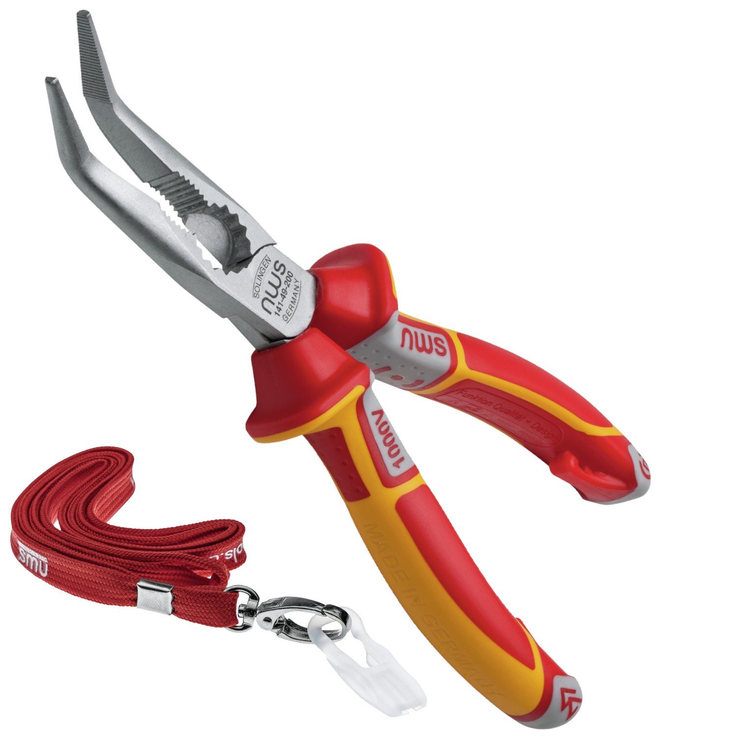 Szczypce tnące półokrągłe 45° wygięte telefoniczne VDE 205mm NWS + smycz