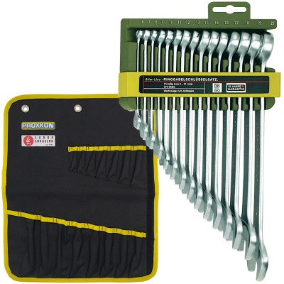 PROXXON Zestaw kluczy płasko oczkowych 6-21mm 15szt. SlimLine + Etui