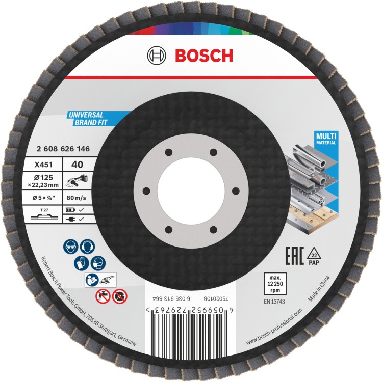 Tarcza lamelkowa do metalu X451 125x22,23mm G40 T27 Bosch 2608626146
