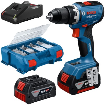BOSCH GSR 18V-65 Wiertarko-wkrętarka 18V 63Nm 2x 4.0Ah osprzęt 82el.