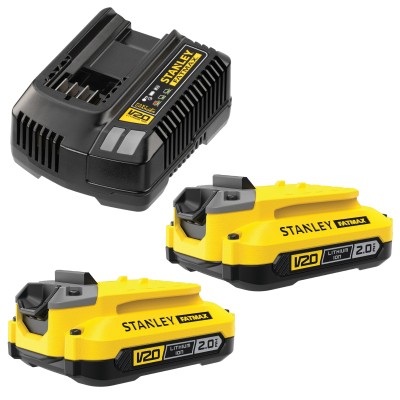 Szybka ładowarka 18V 4A V20 STANLEY SFMCB14 + 2x Akumulator 2Ah SFMCB202