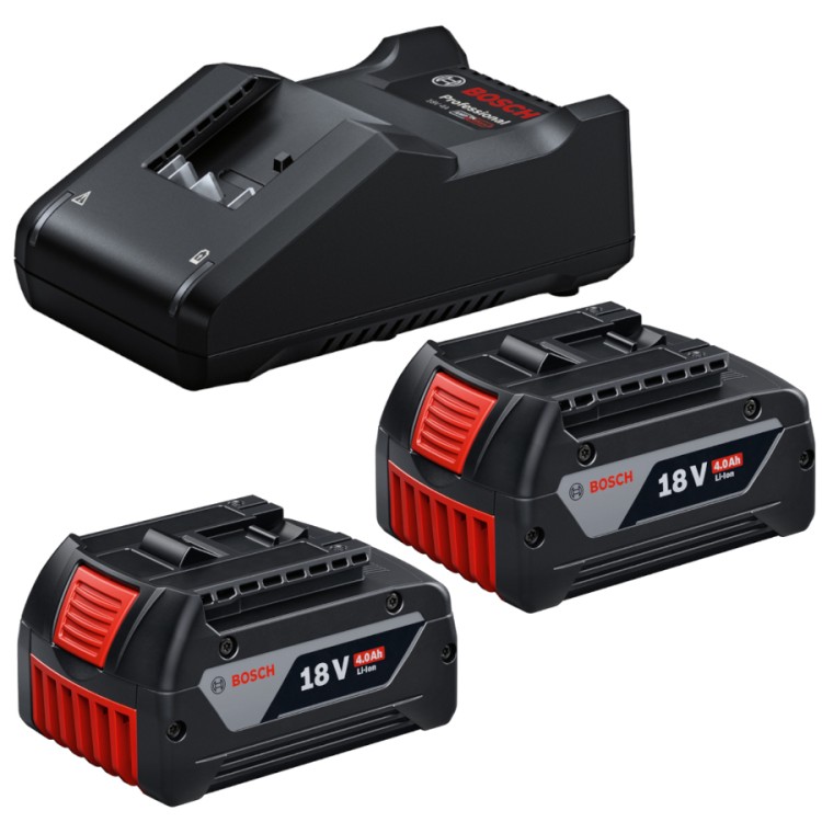 Zestaw BOSCH 2x Akumulator Bosch GBA 18V 4.0Ah + ładowarka 4,0A 14,4V/18V