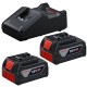 Zestaw BOSCH 2x Akumulator Bosch GBA 18V 4.0Ah + ładowarka 4,0A 14,4V/18V