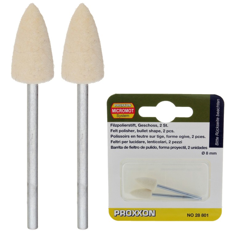 Sztyfty polerskie filcowe stożek 2szt. do polerowania metalu PROXXON 28801