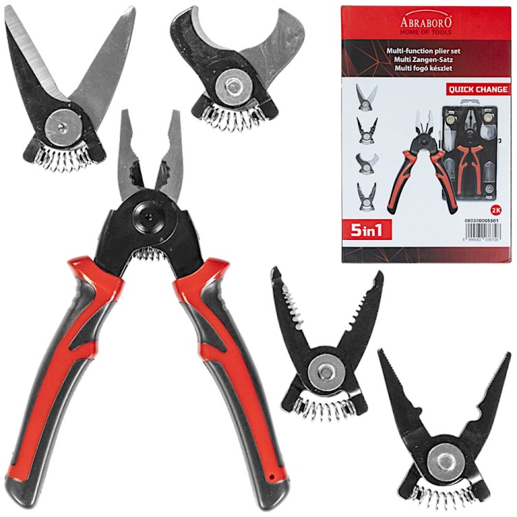 ABRABORO Szczypce wielofunkcyjne z wymienną głowicą 5cz. 200mm