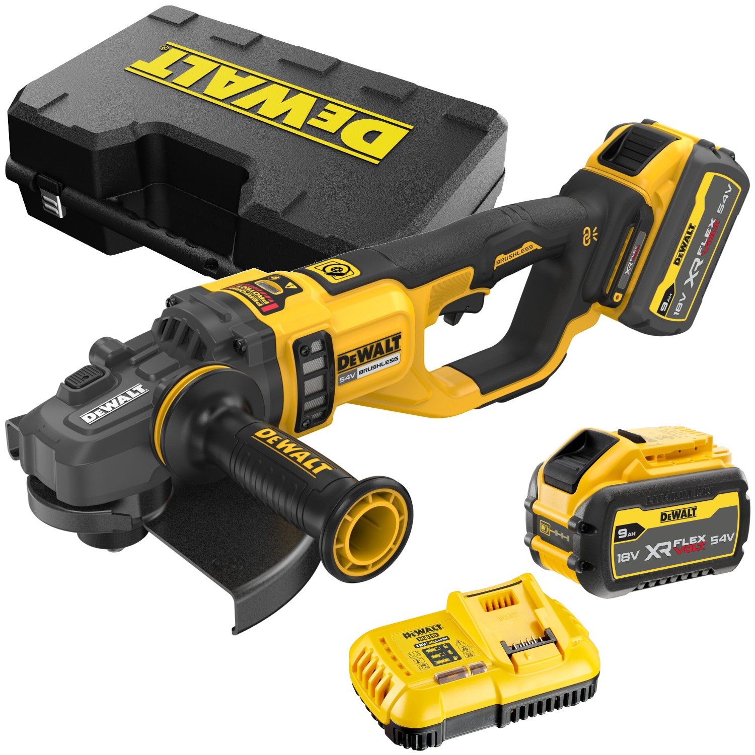 DeWALT DCG460X2 Szlifierka kątowa 230mm 54V FLEXVOLT 2x 9,0Ah