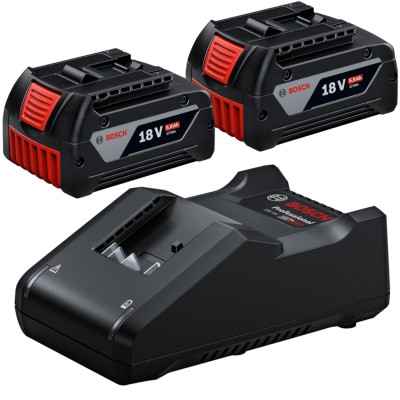 BOSCH 2x Akumulator Bosch GBA 18V 5.0Ah + Ładowarka 4,0A 14,4V/18V