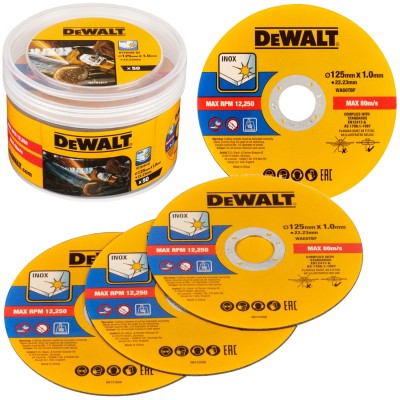 DeWALT DT20598 Tarcze korundowe do cięcia metalu 125 x 1,0mm zestaw 50szt.