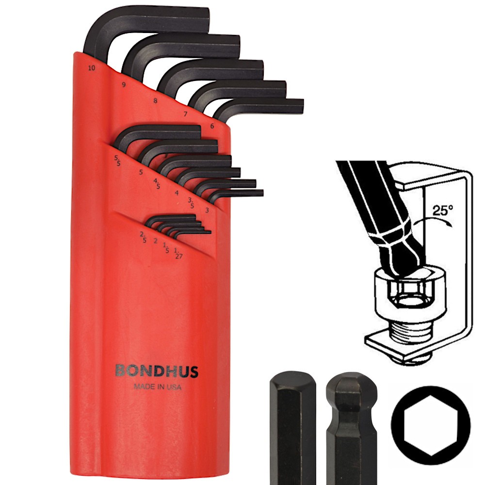 BONDHUS 10995 Zestaw 15 imbusów kluczy długich z kulką 1,27 - 10