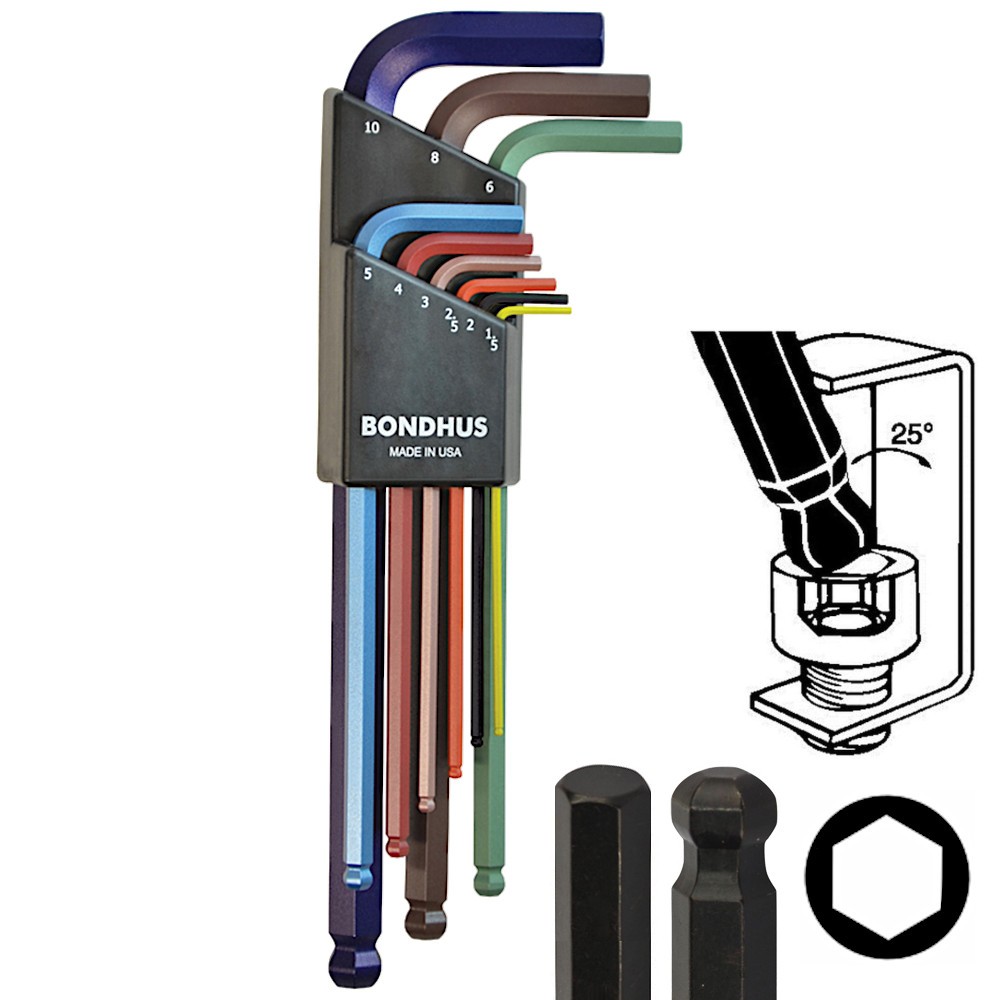BONDHUS 69499 Zestaw 9 imbusów kluczy długich z kulką 1,5 - 10