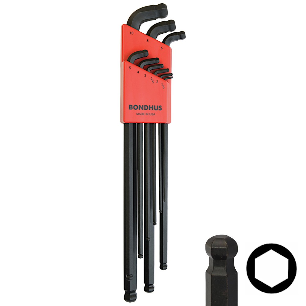 BONDHUS 67099 Zestaw 9 imbusów kluczy z podwójną kulką 1,5 - 10 (