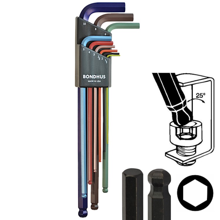 BONDHUS 69699 Zestaw 9 imbusów kluczy bardzo długich z kulką 1,5 - 10