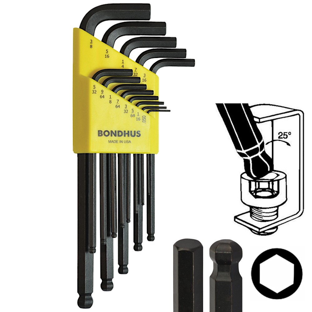 BONDHUS 10937 Zestaw 13 imbusów kluczy długich z kulką .050 - 3/8