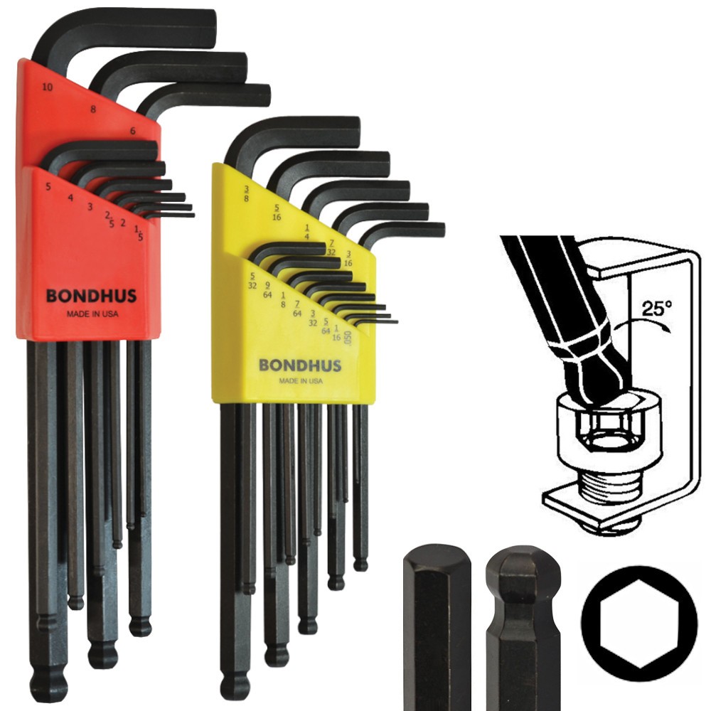 BONDHUS 20199 Zestaw 22 imbusów kluczy długich z kulką