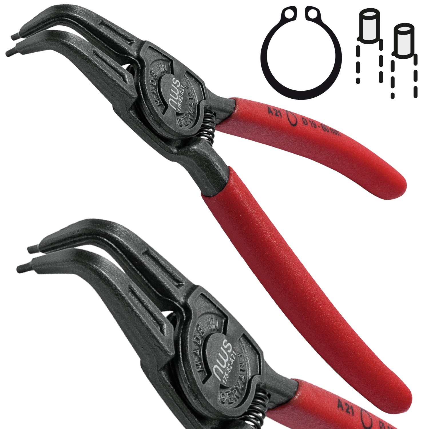 NWS 175-62-A41 Szczypce do pierścieni Segera zew. 85-140 łamane