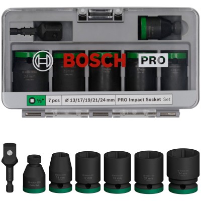 BOSCH Zestaw 7 nasadek udarowych PRO Impact z adapterem 1/2" standardowe