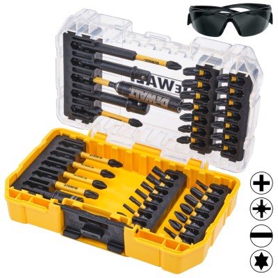 DEWALT Zestaw bitów udarowych PH PZ TORX SL 38 szt. w kasecie TOUGHCASE DT70740T + okulary