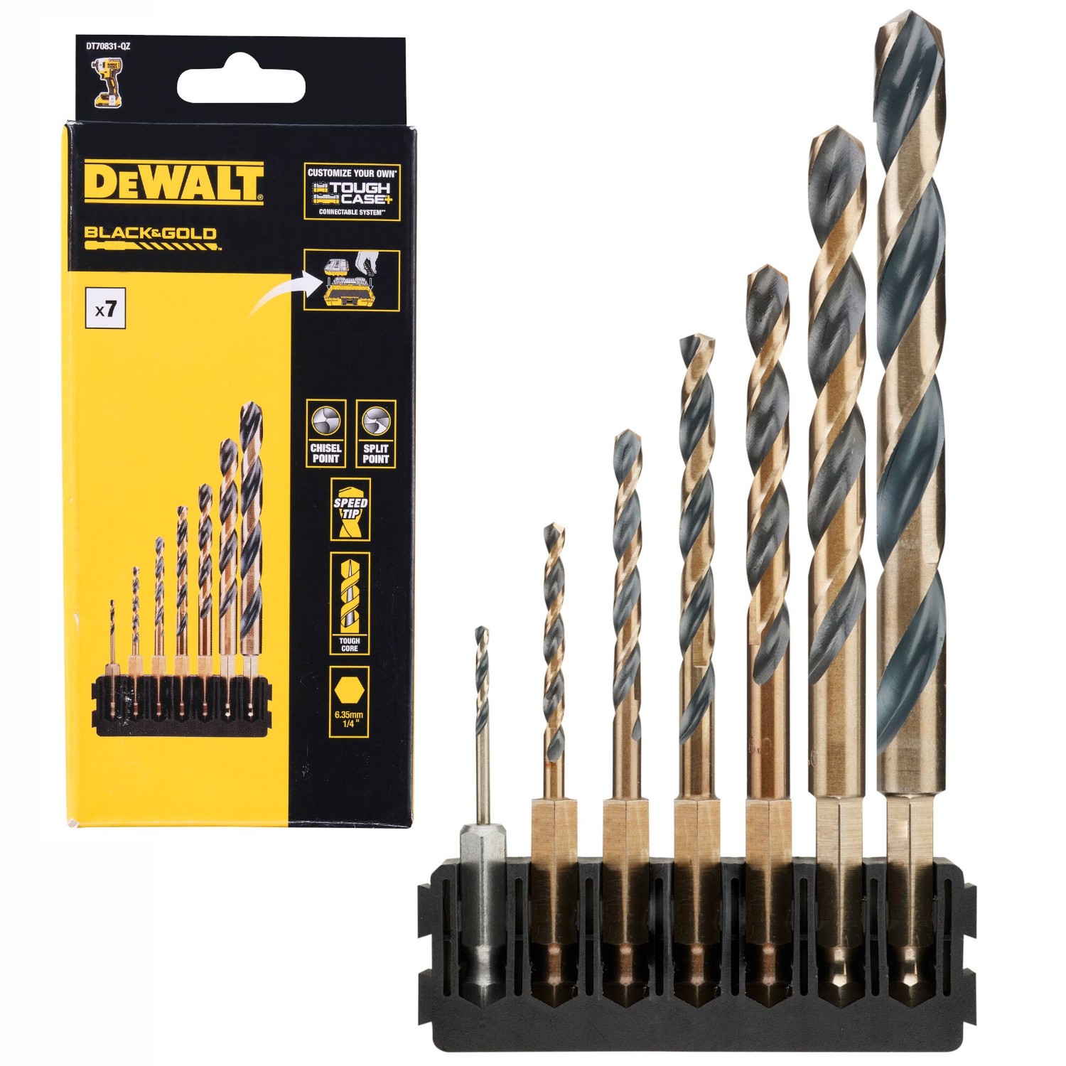 Zestaw wierteł do metalu 7szt. Black&Gold Tough Case+ DeWALT DT70831
