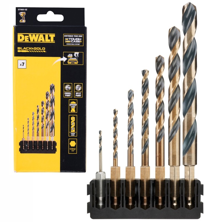 Zestaw wierteł do metalu 7szt. Black&Gold Tough Case+ DeWALT DT70831
