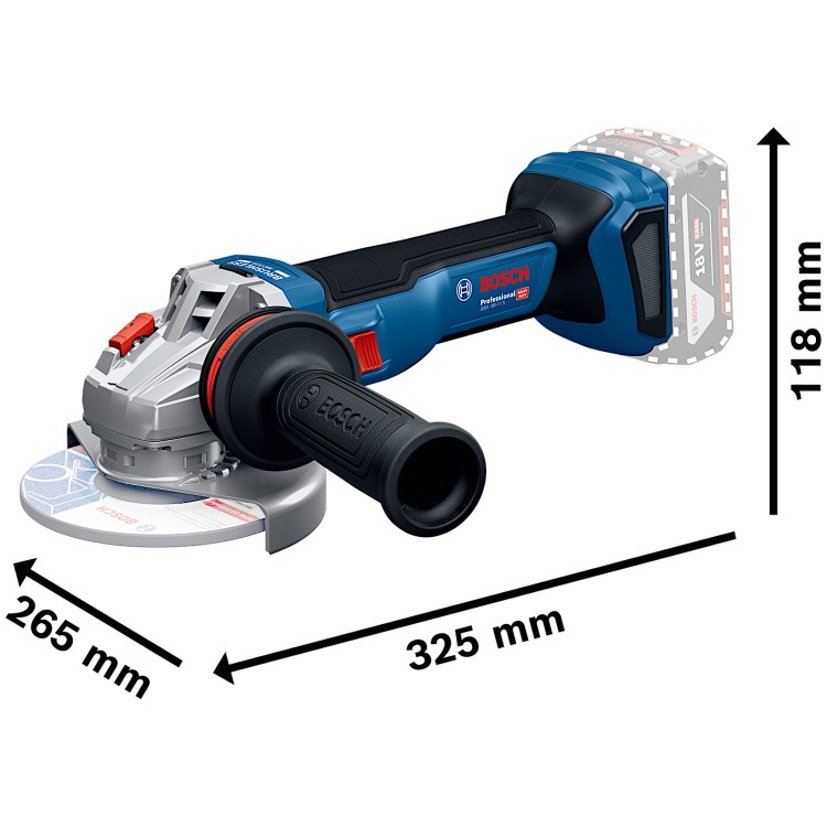 Szlifierka kątowa BOSCH GWS 18V-11 wymiary