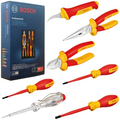 BOSCH Zestaw 7 narzędzi ręcznych VDE wkrętaki szczypce próbnik