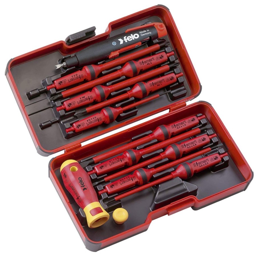 Wkrętaki VDE dla elektryka + kluczyk do szafek FELO E-SMART INDUSTRY 13el.