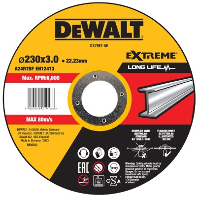 Tarcza do cięcia metalu i stali nierdzewnej EXTREME 230mm DeWALT DX7987-AE