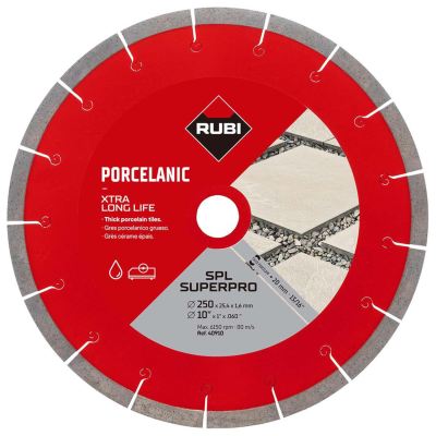 Tarcza diamentowa do gresu porcelanowego J-SLOT 250mm SPL SUPERPRO Rubi 40910