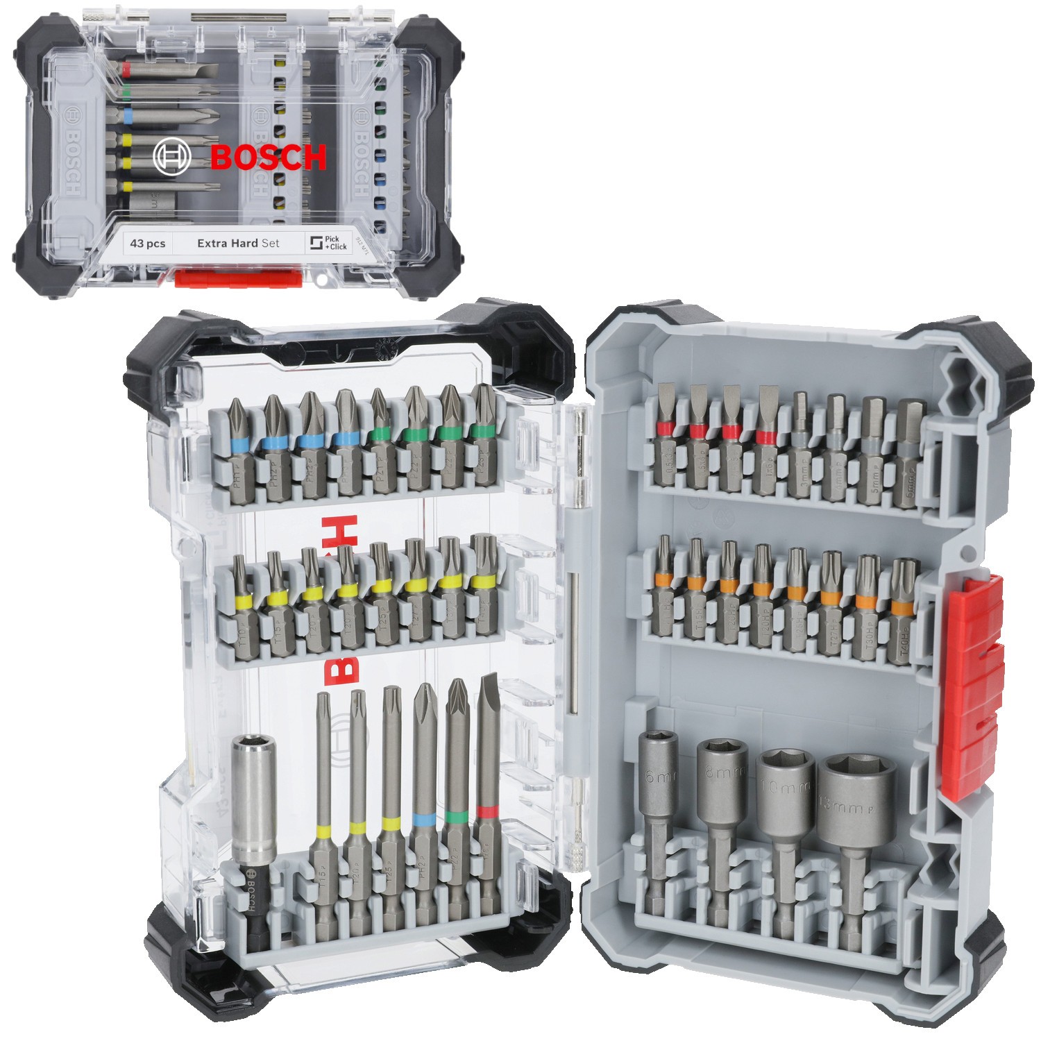 Zestaw bitów i nasadek w kasecie 43el Extra Hard Bosch 2607017723