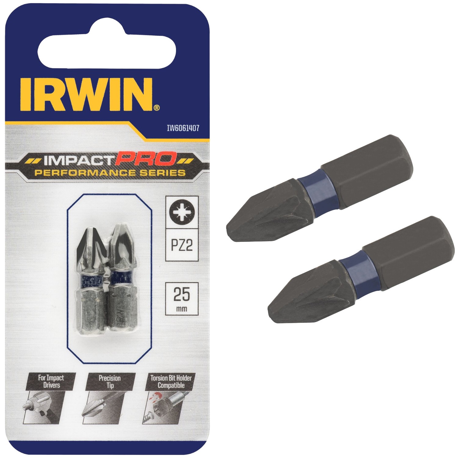 IRWIN Bity udarowe 25mm PZ2 2szt. IMPACT PRO IW6061407