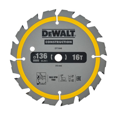 Tarcza do drewna 136x10mm 16z DeWALT DT1946