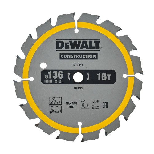 Tarcza do drewna 136x10mm 16z DeWALT DT1946