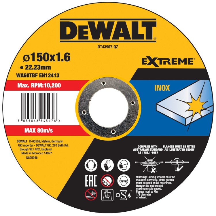Tarcza do cięcia 150x1,6mm EXTREME Cutting INOX DeWALT DT43907
