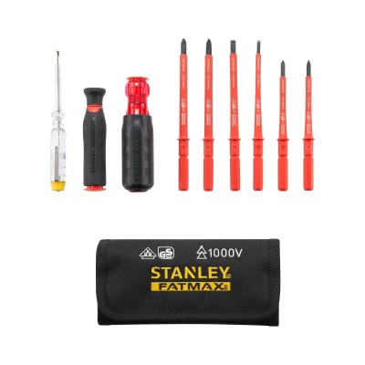 Zestaw 10 wkrętaków VDE Multi-bit FatMax w etui Stanley FMHT66426-0 dla elektruka