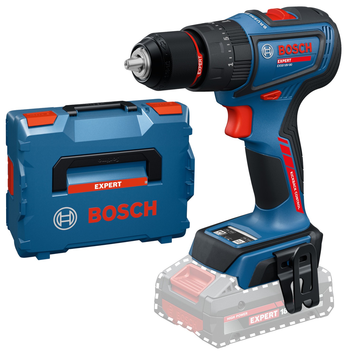 Akumulatorowa wiertarko-wkrętarka udarowa Bosch EXPERT EXSB18V-90 L-BOXX 136