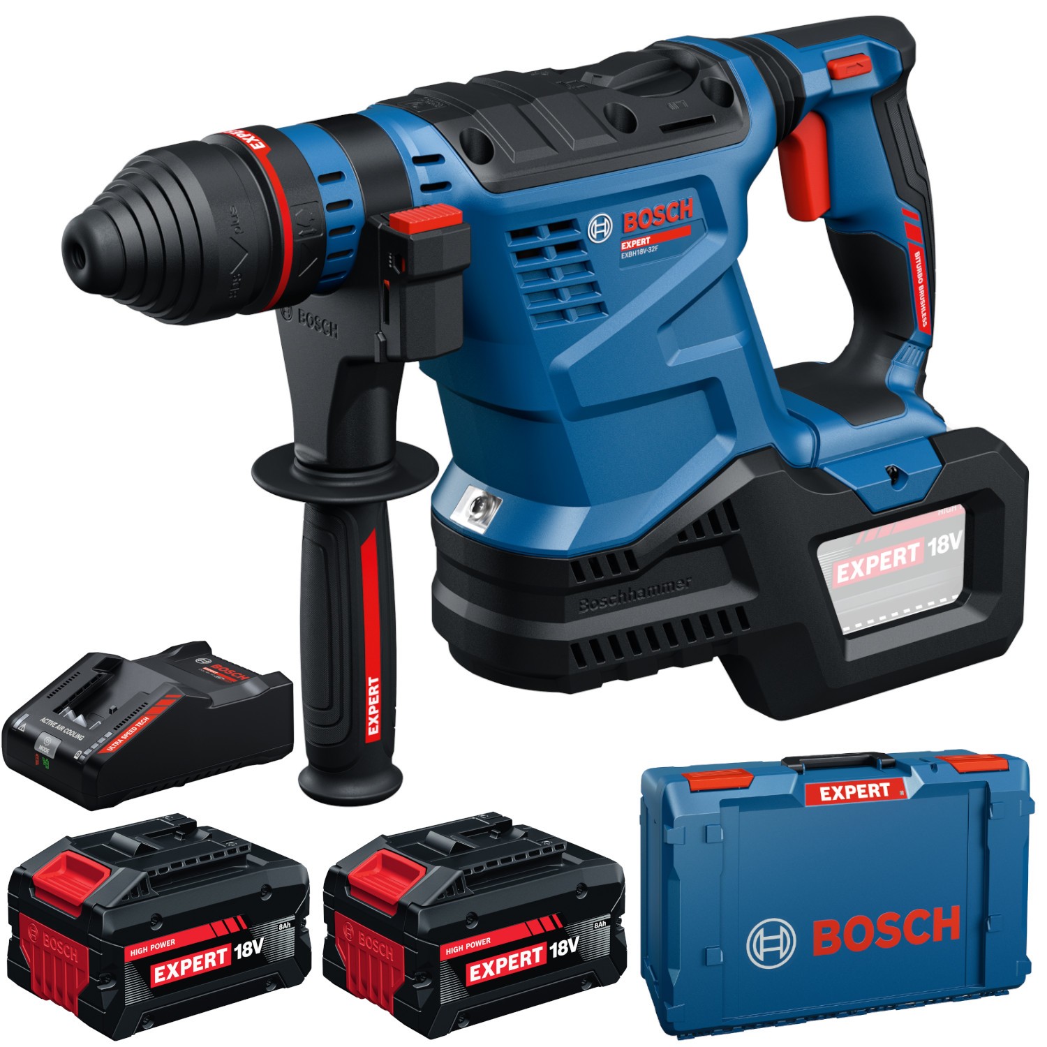 Młot udarowo-obrotowy 18V SDS-Plus 2x8Ah ład walizka Bosch EXPERT EXBH18V-32F