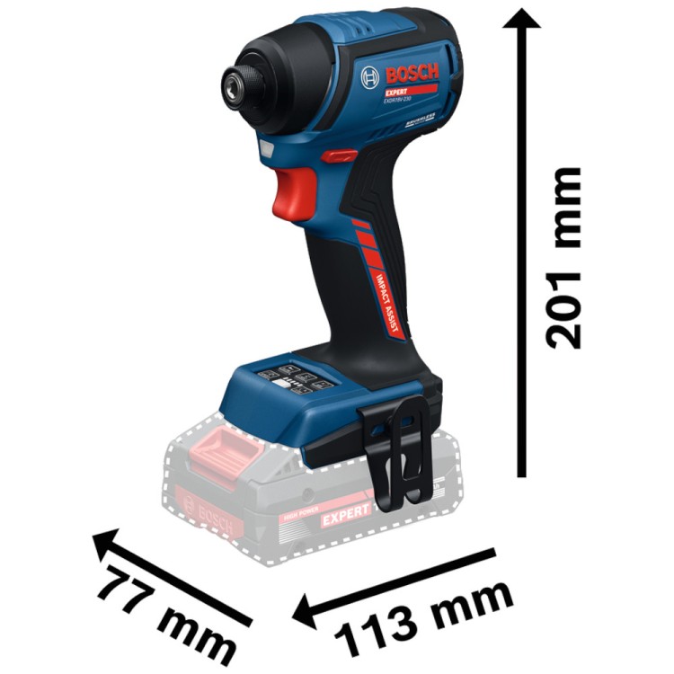 Zakrętarka udarowa BOSCH EXPERT EXDR18V-230 wymiary