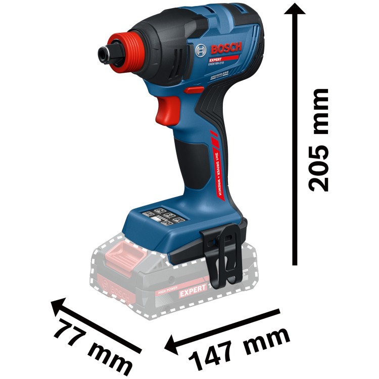 Zakrętarka / Klucz udarowy BOSCH EXPERT EXDX18V-210 wymiary