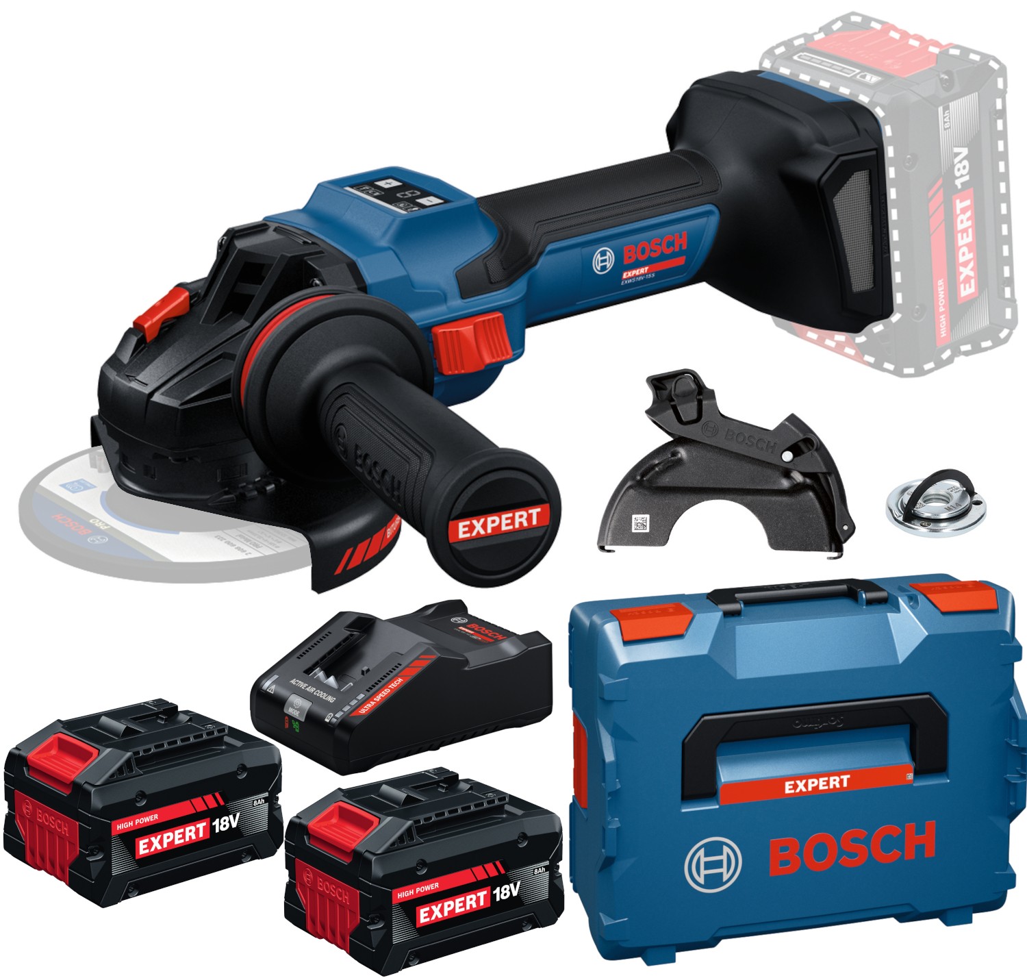 Szlifierka kątowa 18V 125mm 2x8Ah L-Boxx Bosch EXPERT EXWS18V-15S