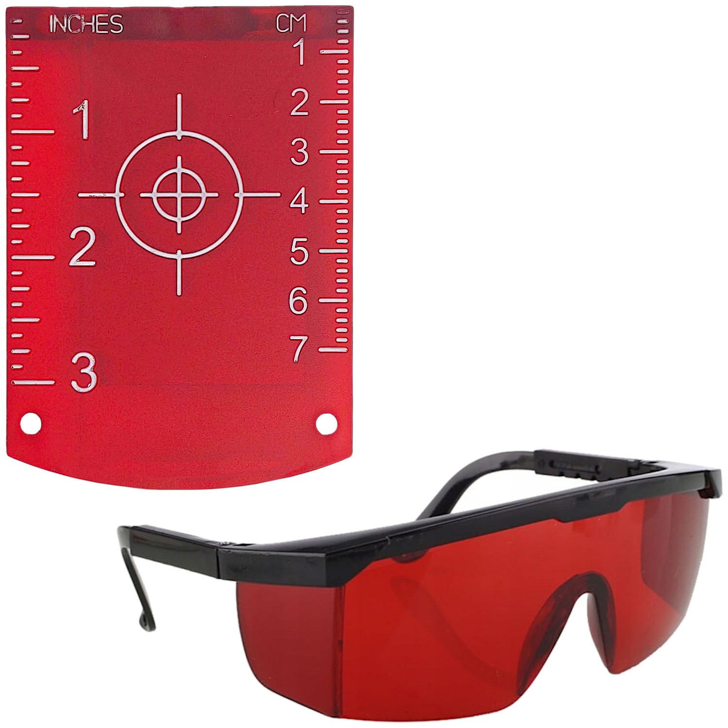 Tarcza laserowa czerwona do odczytu promienia lasera + okulary