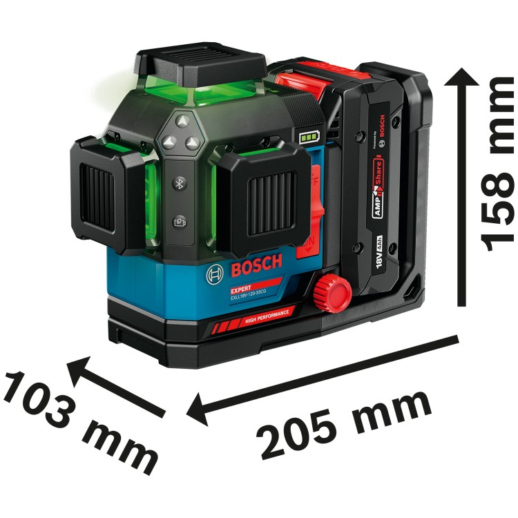 Laser liniowy BOSCH EXPERT EXLL18V-120-33CG wymiary