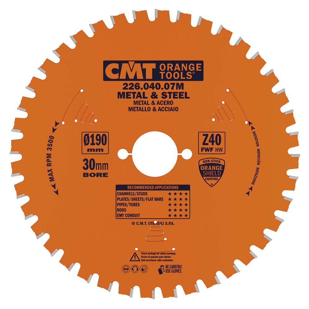 Piła tarcza do cięcia stali na sucho 190x30mm 40z CMT 226.040.07M