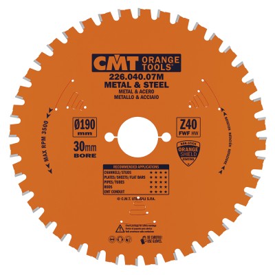 Piła tarcza do cięcia stali na sucho 190x30mm 40z CMT 226.040.07M
