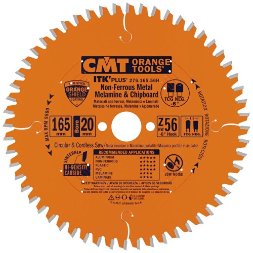 CMT 276.165.56H Tarcza pilarska do metalu, PCV 165x20mm 56z