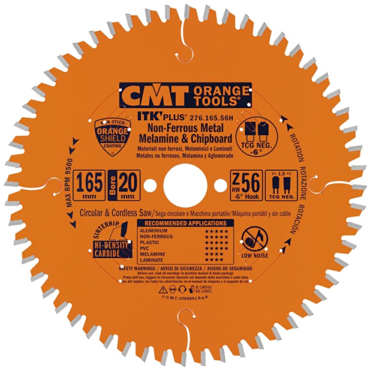 CMT 276.165.56H Tarcza pilarska do metalu, PCV 165x20mm 56z
