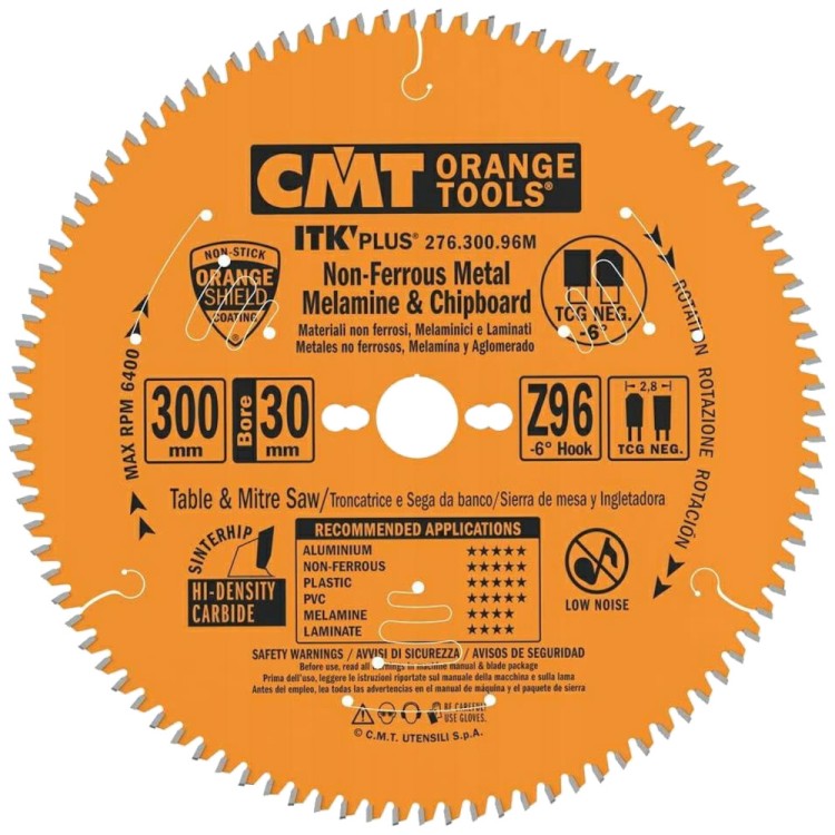 CMT 276.300.96M Tarcza pilarska do metalu, PCV 300x30mm 96z