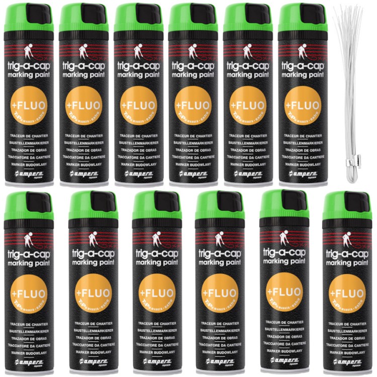 Farba AMPERE TRIG-A-CAP EXTRA Zielony Fluo 12szt. + znaczniki 25szt.